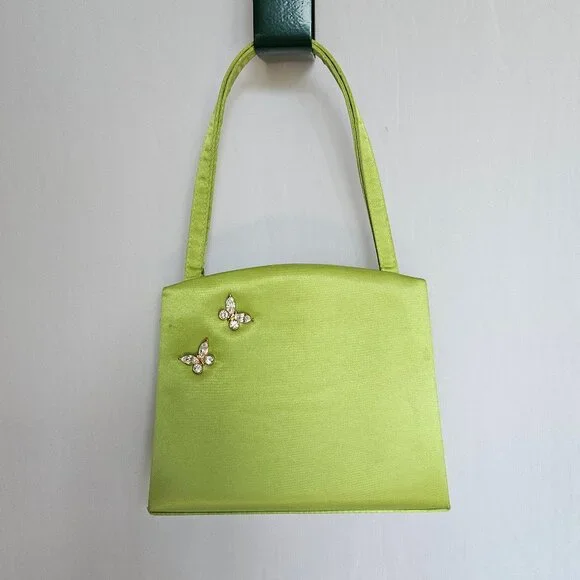 PRESTON & YORK Lime Green Butterfly Jeweled Purse, Prom / Evening / Cocktail - Picture 1 of 11